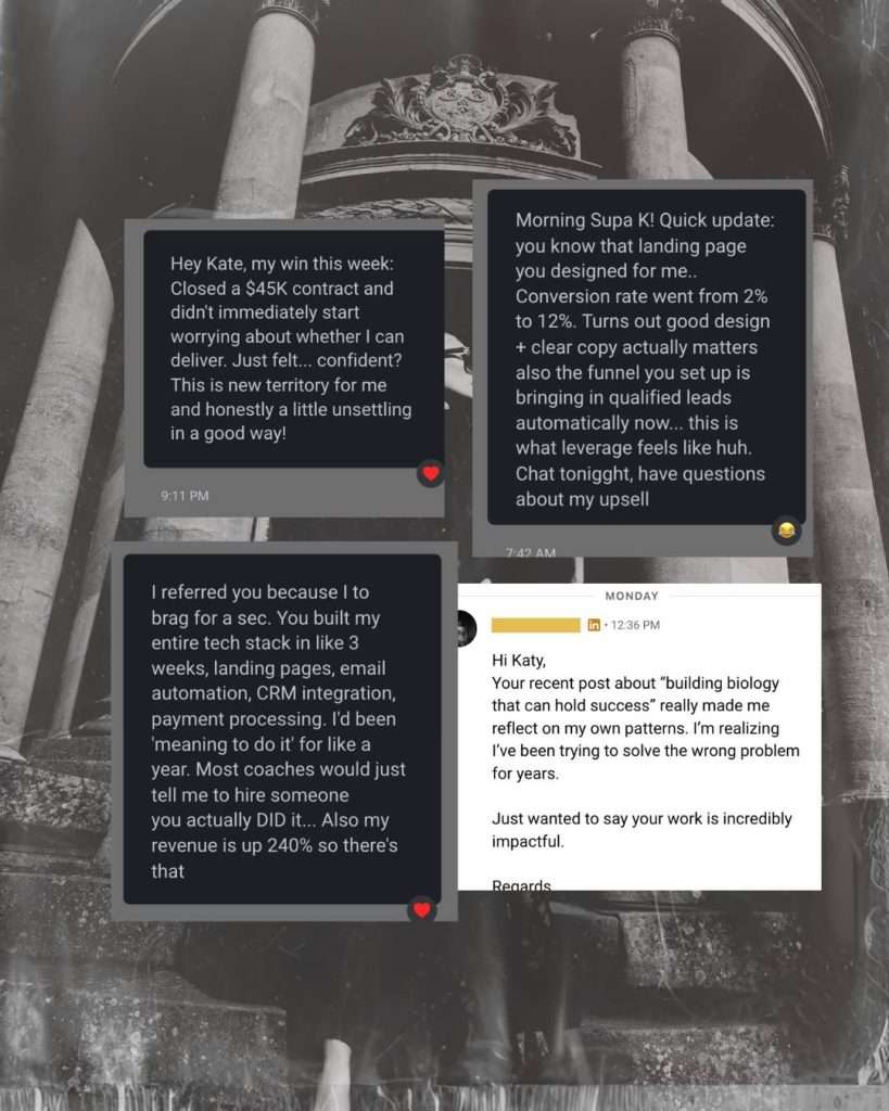 Testimonials: Capacity Diagnosis | Magnetic Method | The Wealthy Body | The Empire Engine // Command Attention. Convert Premium Buyers. Scale Sustainably.